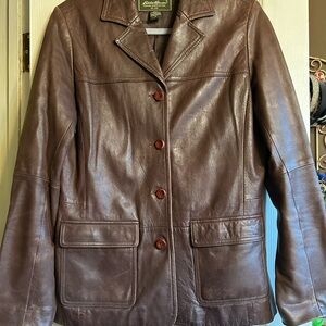 Eddie Bauer Women's Rich Brown Leather Jacket
